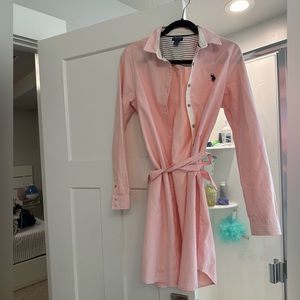 pink shirt dress